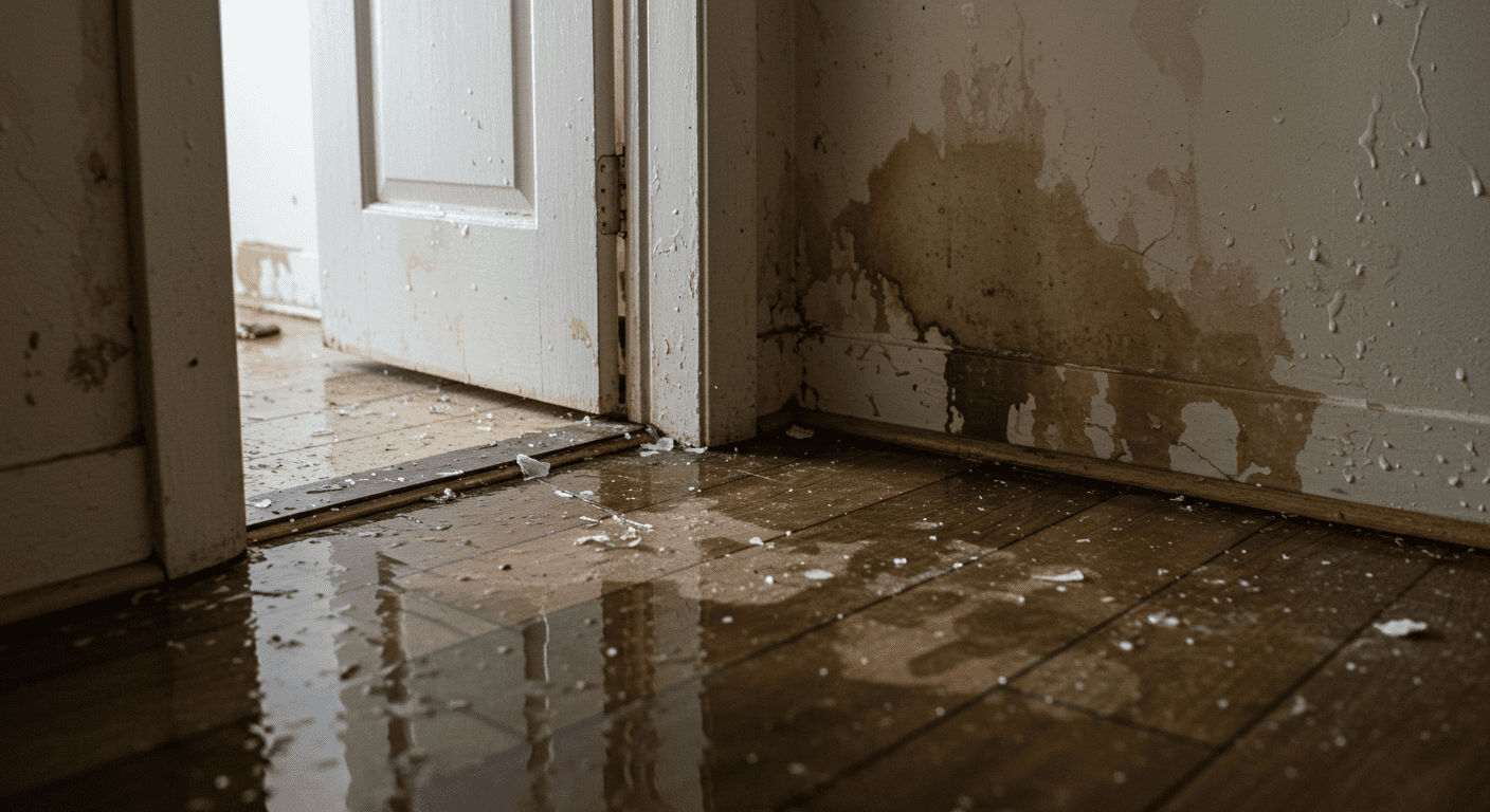 Water damage cleanup in Garland, Kannapolis, NC - before restoration.